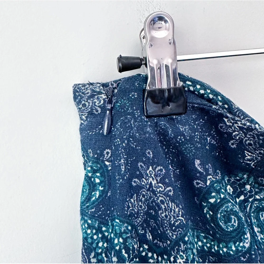 Free People Blue & Teal Paisley Bandana Button Mini Skirt - Picture 7 of 7